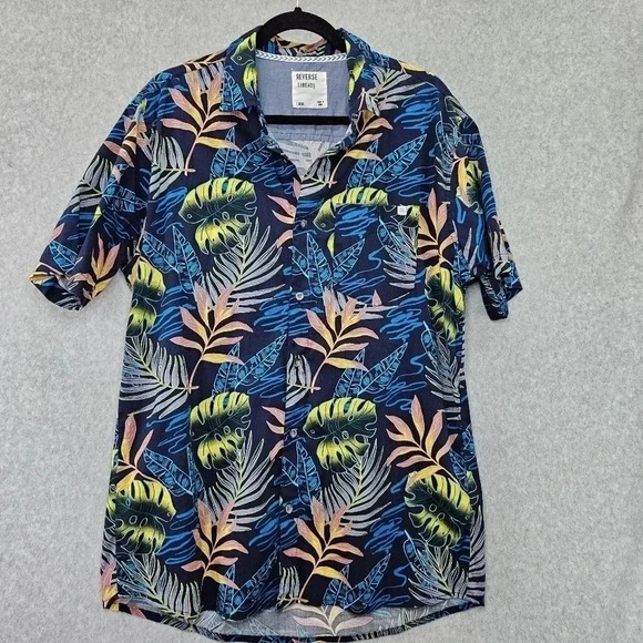 Reverse Threads Hawaiian Shirt NASH‎ Neo Tropical/Navy Size Lg - Picture 1 of 5